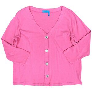 EUC Women's FRESH PRODUCE V Neck‎ Shell-Button Cardigan | Size XL